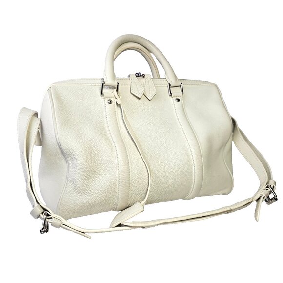 LOUIS VUITTON Leather Speedy Shoulder Bag Veau Cachemire SC Bag PM Vanille LV - Picture 1 of 16